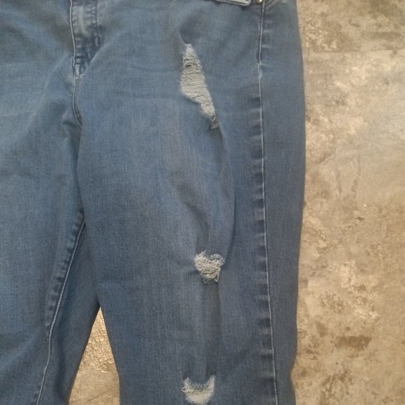 Molly Isadora  Womens  Distressed  Mid Rise Dark Wash Stretch  Jeans Size 22 - Picture 4 of 9